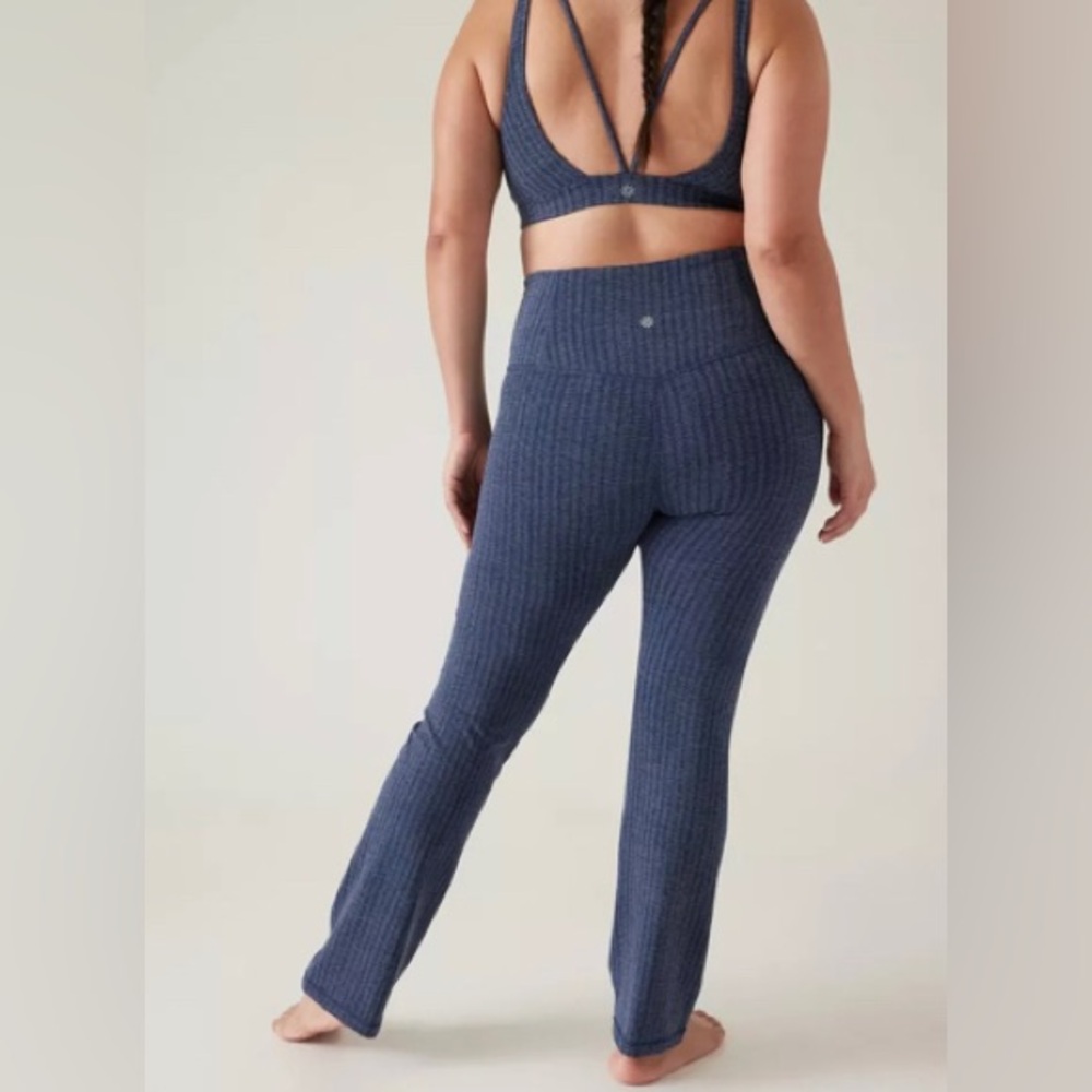 Athleta Ribbed Navy Blue Elation textured straight leg